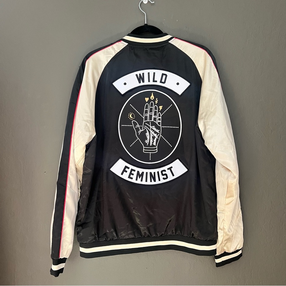 Wildfang Wild Feminist Black and Cream Jacket - Picture 3 of 4